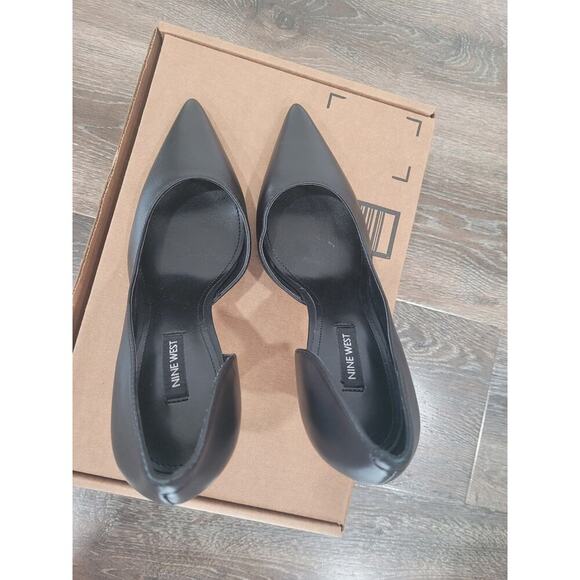 Nine West Women's Folowe Pump Black Leather High Hell Stiletto Pumps size 7.5 - Picture 2 of 5